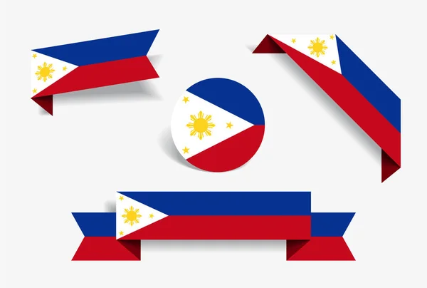Pegatinas y etiquetas de bandera de Filipinas. Ilustración vectorial . — Vector de stock