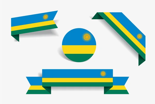 Bandiera ruandese adesivi ed etichette. Illustrazione vettoriale . — Vettoriale Stock