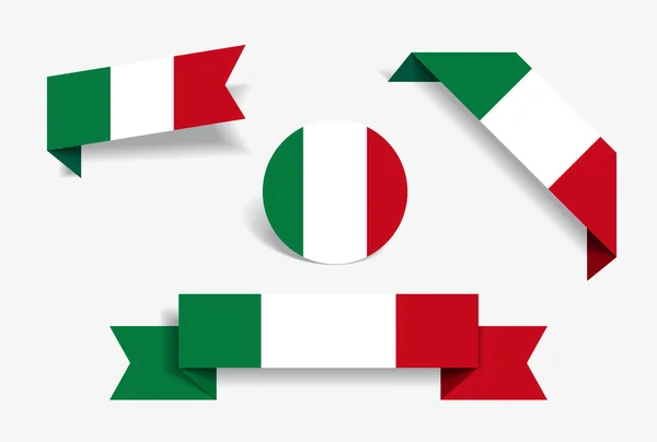 İtalyan bayrağı etiketleri ve Etiketler. Vektör çizim. — Stok Vektör