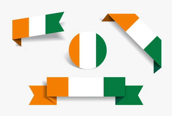Stickers drapeau ivoirien et étiquettes. Illustration vectorielle . — Image vectorielle