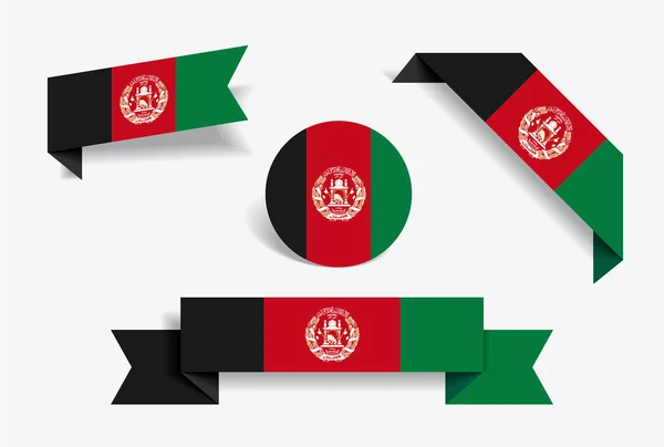 Pegatinas y etiquetas de bandera de Afganistán. Ilustración vectorial . — Vector de stock