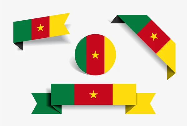 Cameroon flag stickers and labels. Vector illustration. — Stock Vector