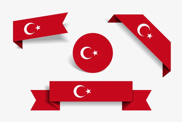 Turkse vlag stickers en labels. Vectorillustratie. — Stockvector