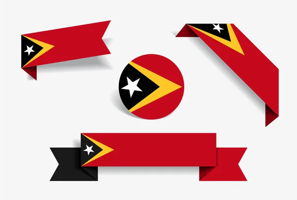 Östtimors flagga stickers och etiketter. Vektorillustration. — Stock vektor