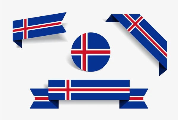 Icelandic flag stickers and labels. Vector illustration. — Stock Vector