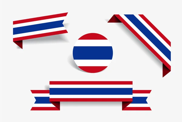 Bandiera tailandese adesivi ed etichette. Illustrazione vettoriale . — Vettoriale Stock