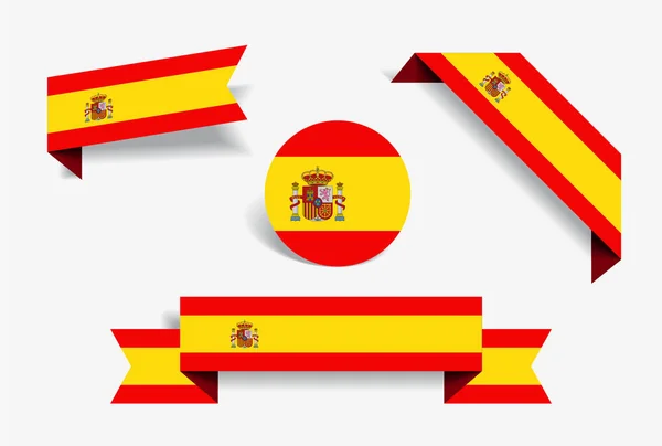 Autocollants et étiquettes drapeau espagnol. Illustration vectorielle . — Image vectorielle