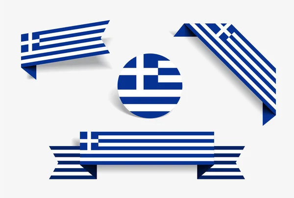 Bandiera greca adesivi ed etichette. Illustrazione vettoriale . — Vettoriale Stock
