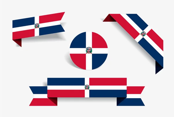 Dominikanska republiken flagga stickers och etiketter. Vektorillustration. — Stock vektor