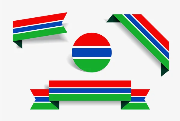 Gambia flagga stickers och etiketter. Vektorillustration. — Stock vektor