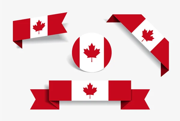 Canadian flag stickers and labels. Vector illustration. — Stock Vector