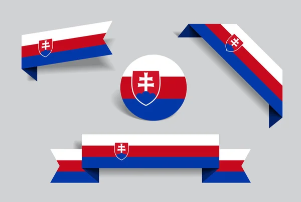 Slovak flag stickers and labels. Vector illustration. — Stock Vector