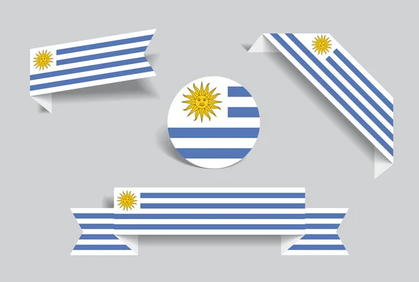 Pegatinas y etiquetas de bandera uruguaya. Ilustración vectorial . — Archivo Imágenes Vectoriales
