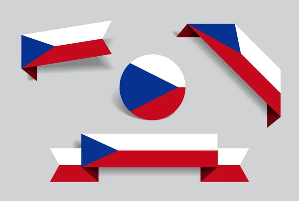 Autocollants et étiquettes du drapeau tchèque. Illustration vectorielle . — Image vectorielle