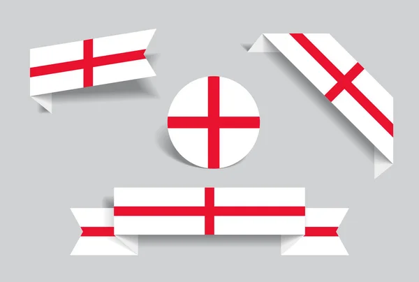 Aufkleber und Etiketten der englischen Flagge. Vektorillustration. — Stockvektor