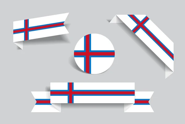 Faroe Islands flag stickers and labels. Vector illustration. — Stock Vector