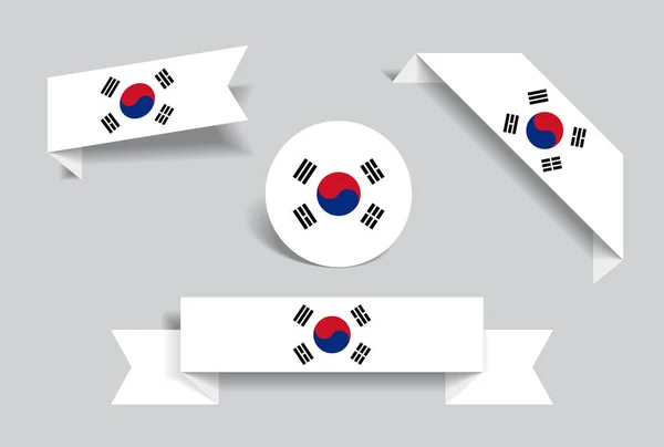 South Korean flag stickers and labels. Vector illustration. — Stock Vector