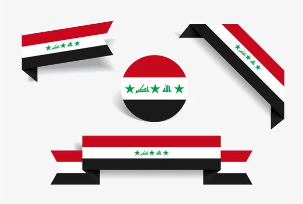 Iraqi flag stickers and labels. Vector illustration. — Stock Vector