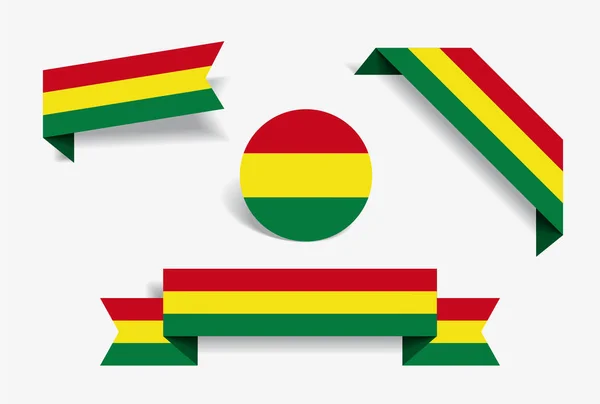 Bolivias flagga stickers och etiketter. Vektorillustration. — Stock vektor