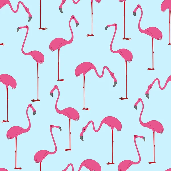 Seamless pattern with hand drawn flamingo. Vector Illustration. — Stock Vector