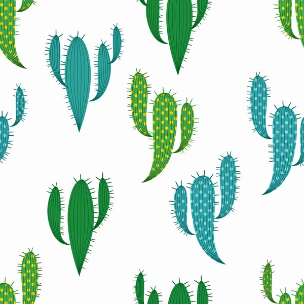 Seamless pattern with hand drawn cactus. Vector Illustration. — Stock Vector