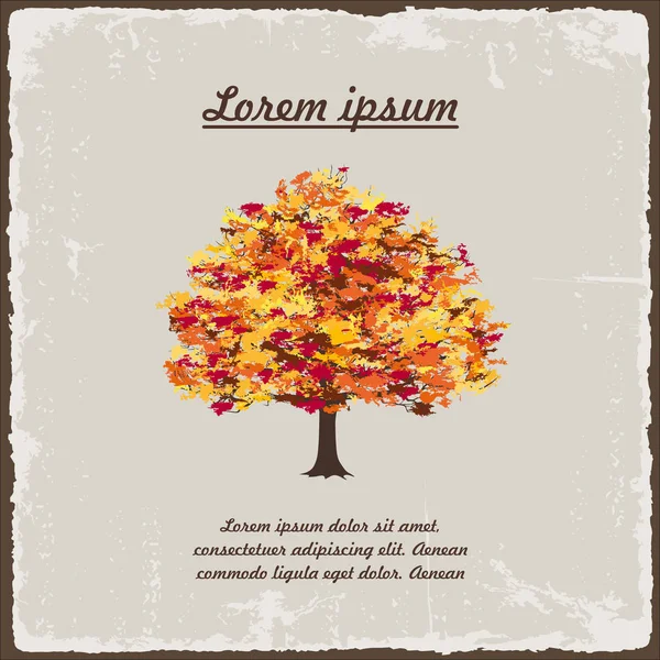 Old autumn tree on vintage background. Vector illustration — Stock Vector