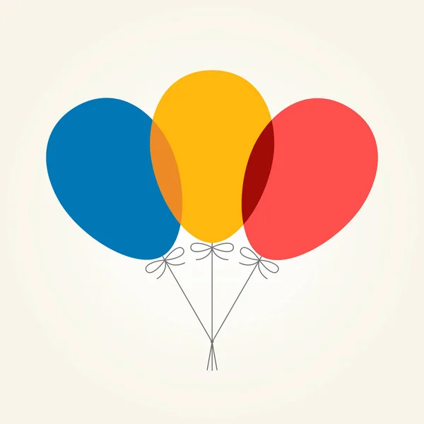 Bunch of three transparent balloons. Vector illustration. — Stock Vector