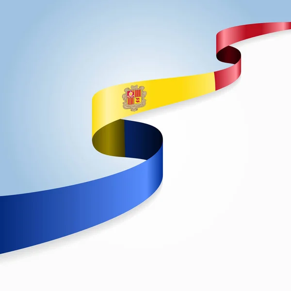 Andorras flagga vågiga abstrakt bakgrund. Vektorillustration. — Stock vektor