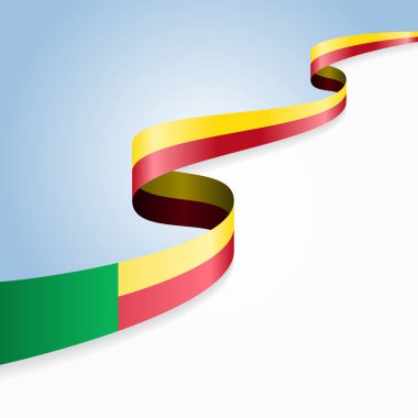 Benin bayrak dalgalı soyut arka plan. Vektör illüstrasyonu.