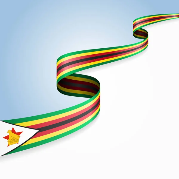 Zimbabwes flagga vågigt abstrakt bakgrund. Vektorillustration. — Stock vektor