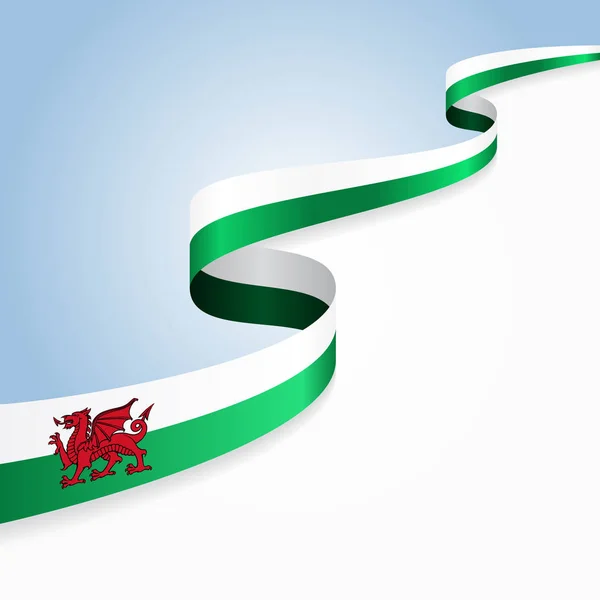 Walesisk flagga vågigt abstrakt bakgrund. Vektorillustration. — Stock vektor