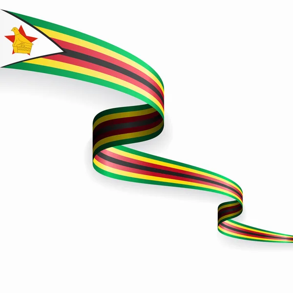 Zimbabwes flagga vågigt abstrakt bakgrund. Vektorillustration. — Stock vektor