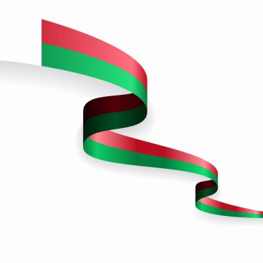 Madagaskar bayrağı dalgalı soyut arka plan. Vektör illüstrasyonu.