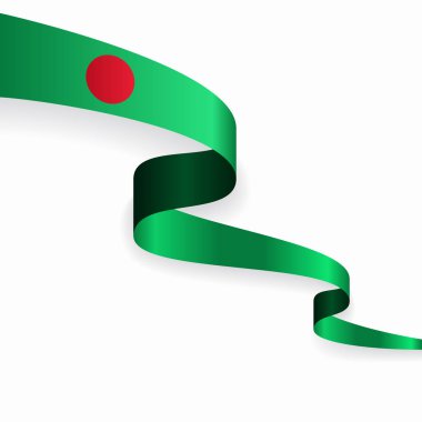 Bangladeş bayrağı dalgalı ve soyut bir arkaplan. Vektör illüstrasyonu.