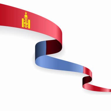 Moğol bayrağı dalgalı soyut arka plan. Vektör illüstrasyonu.