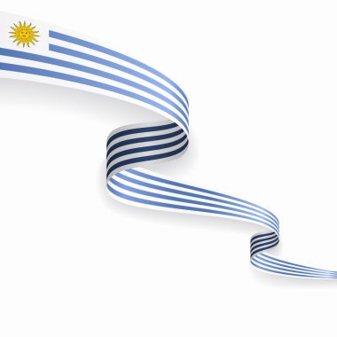 Uruguayan flag wavy abstract background. Vector illustration. clipart