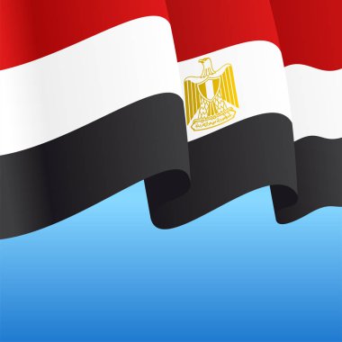 Mısır bayrağı dalgalı soyut arka plan. Vektör illüstrasyonu.