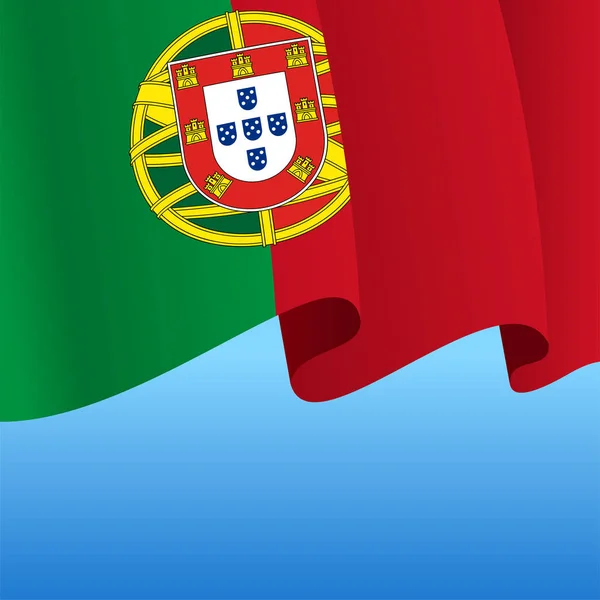 Portugisisk flagga vågigt abstrakt bakgrund. Vektorillustration. — Stock vektor