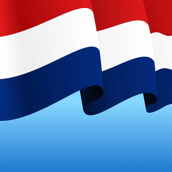 네덜란드 국기는 추상적 인 배경을 흔들고 있다. 벡터 일러스트. — 스톡 벡터