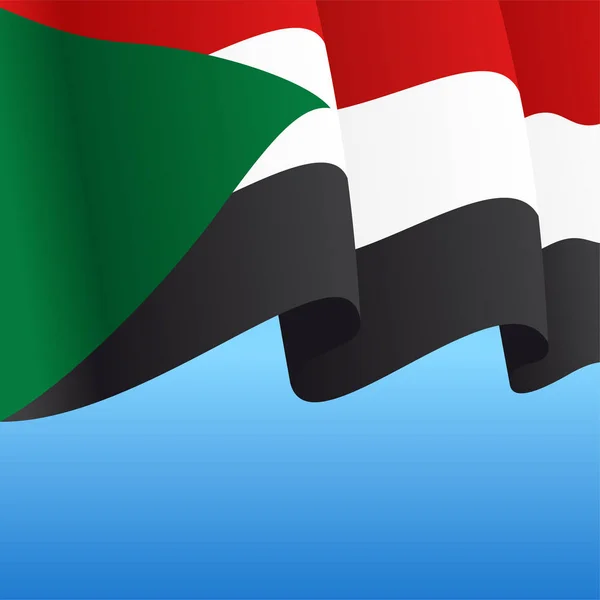 Súdánská vlajka zvlněné abstraktní pozadí. Vektorová ilustrace. — Stockový vektor
