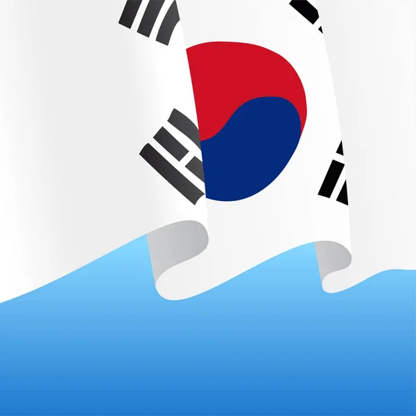 South Korean flag wavy abstract background. Vector illustration. — Stock Vector