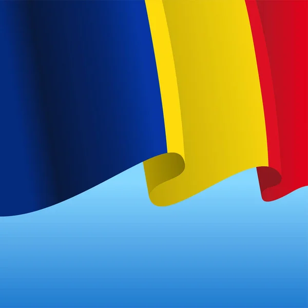 Η ρουμανική σημαία κυματίζει αφηρημένο υπόβαθρο. Εικονογράφηση διανύσματος. — Διανυσματικό Αρχείο