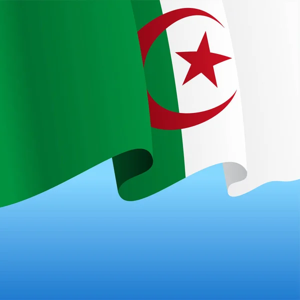 Η σημαία της Αλγερίας κυματίζει αφηρημένο υπόβαθρο. Εικονογράφηση διανύσματος. — Διανυσματικό Αρχείο