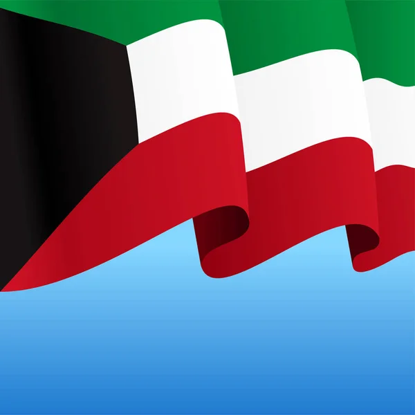 Kuwaiti flag wavy abstract background. Vector illustration. — Stock Vector