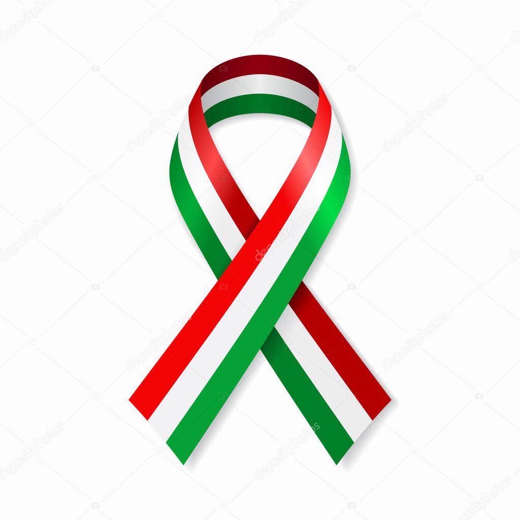 Hungarian flag stripe ribbon on white background. Vector illustration.