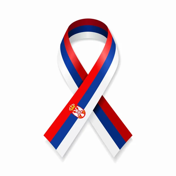 세르비아 국기가 흰색 바탕에 리본을 드리우고 있다. 벡터 일러스트. — 스톡 벡터