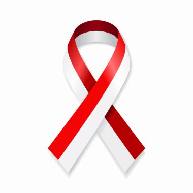 Beyaz arka planda Endonezya bayrağı şeridi. Vektör illüstrasyonu.