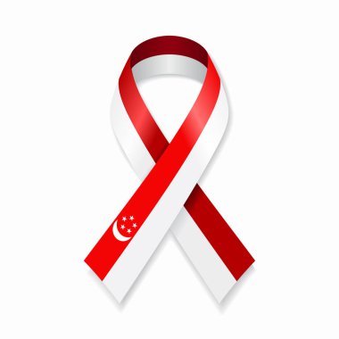 Beyaz arka planda Singapur bayrağı şeridi. Vektör illüstrasyonu.