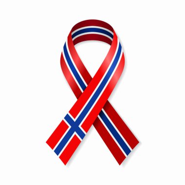 Norwegian flag stripe ribbon on white background. Vector illustration. clipart