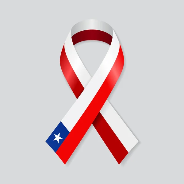 Chilean flag stripe ribbon on white background. Vector illustration. — Stock Vector